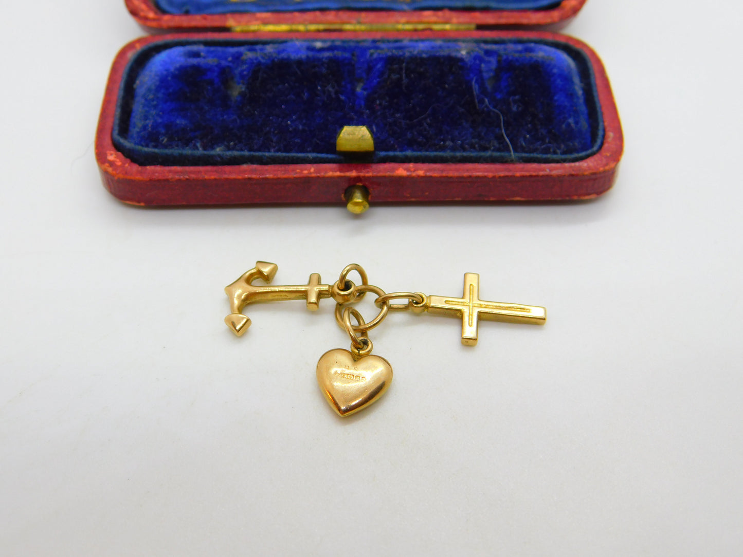 Faith Hope and Charity or Heart Cross Anchor 9ct Yellow Gold Charm Vintage 1990