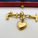 Faith Hope and Charity or Heart Cross Anchor 9ct Yellow Gold Charm Vintage 1990