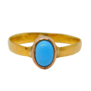Victorian 22ct Yellow Gold & Turquoise Set Dress Ring Antique c1880s