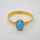 Victorian 22ct Yellow Gold & Turquoise Set Dress Ring Antique c1880s