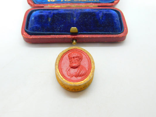 Grand Tour Red Wax Seal Cameo Of  Tragedian Sophocles Antique c1830 Regency