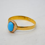 Victorian 22ct Yellow Gold & Turquoise Set Dress Ring Antique c1880s