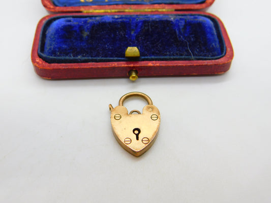 Heart Padlock Charm Bracelet Clasp Findings 9ct Gold Antique Edwardian c1910