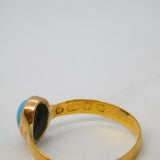 Victorian 22ct Yellow Gold & Turquoise Set Dress Ring Antique c1880s