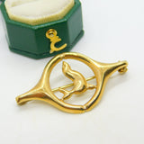 9ct Yellow Gold Seal Form Brooch Pin Vintage 1993 London Import