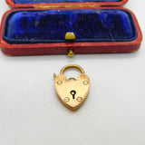 Heart Padlock Charm Bracelet Clasp Findings 9ct Gold Antique Edwardian c1910