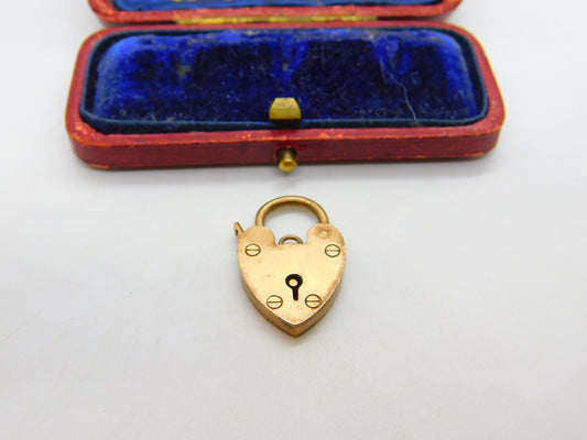 Heart Padlock Charm Bracelet Clasp Findings 9ct Gold Antique Edwardian c1910