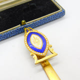 Early Victorian French Rolled Gold & Blue-White Enamel Sewing Chatelaine c1850