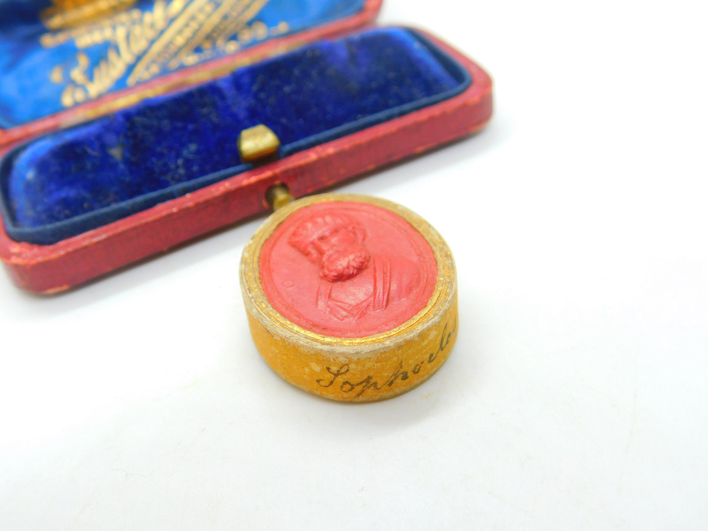 Grand Tour Red Wax Seal Cameo Of  Tragedian Sophocles Antique c1830 Regency