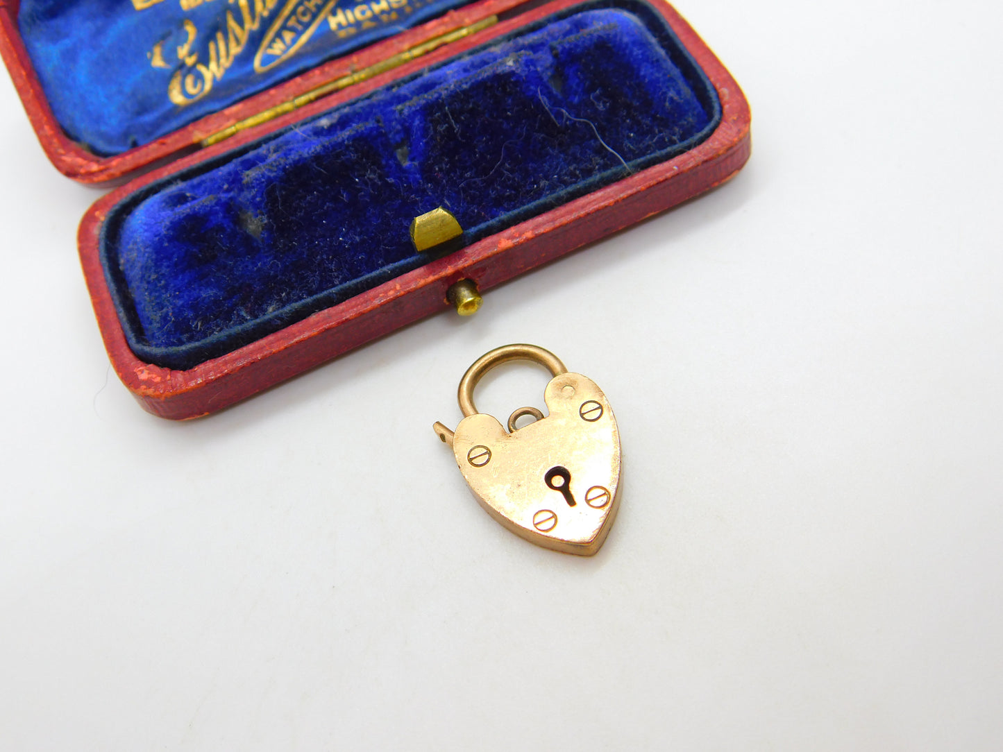 Heart Padlock Charm Bracelet Clasp Findings 9ct Gold Antique Edwardian c1910