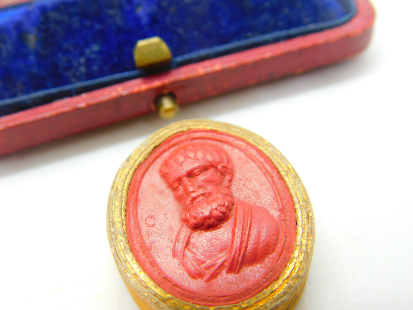 Grand Tour Red Wax Seal Cameo Of  Tragedian Sophocles Antique c1830 Regency