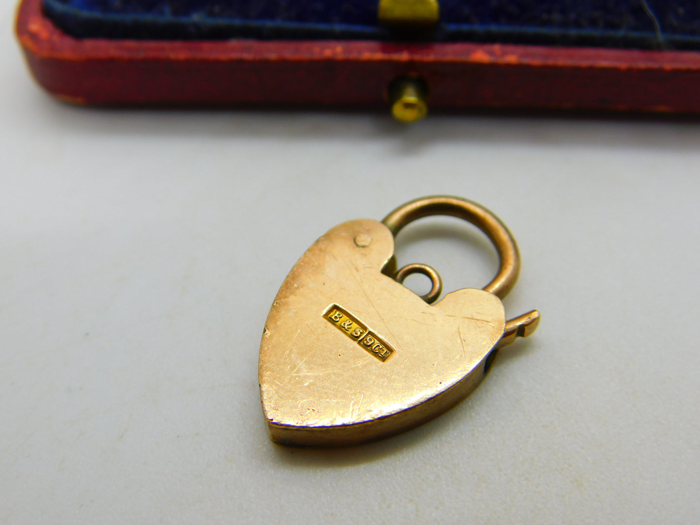 Heart Padlock Charm Bracelet Clasp Findings 9ct Gold Antique Edwardian c1910