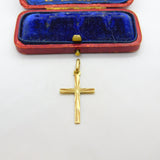9ct Yellow Gold Rising Sun Pattern Cross Pendant Vintage c1970