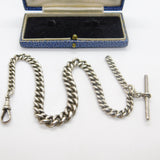 Sterling Silver Graduating Albert Watch Chain Antique 1914 Birmingham Henry Pope
