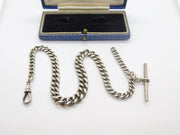 Sterling Silver Graduating Albert Watch Chain Antique 1914 Birmingham Henry Pope