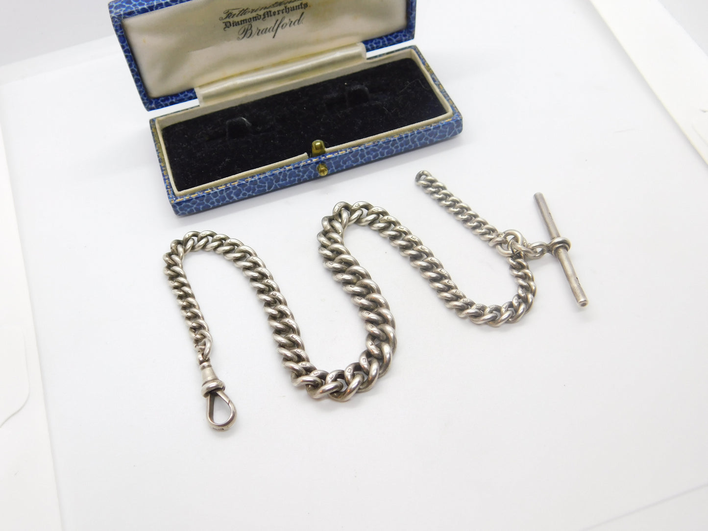 Sterling Silver Graduating Albert Watch Chain Antique 1914 Birmingham Henry Pope