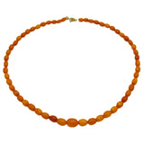 19th Century 9ct Yellow Gold Clasp Butterscotch Amber Graduating Necklace Antique c1860