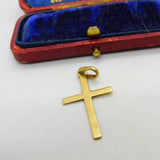 9ct Yellow Gold Rising Sun Pattern Cross Pendant Vintage c1970