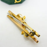 Edwardian 9ct Gold, Garnet & Seed Pearl Sweetheart Brooch Antique c1910