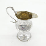 George III Sterling Silver Pedestal Farm Scene Cream Jug Antique 1785 London
