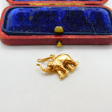 Lucky Elephant Trunk Up 18ct Yellow Gold Charm or Pendant Vintage c1980