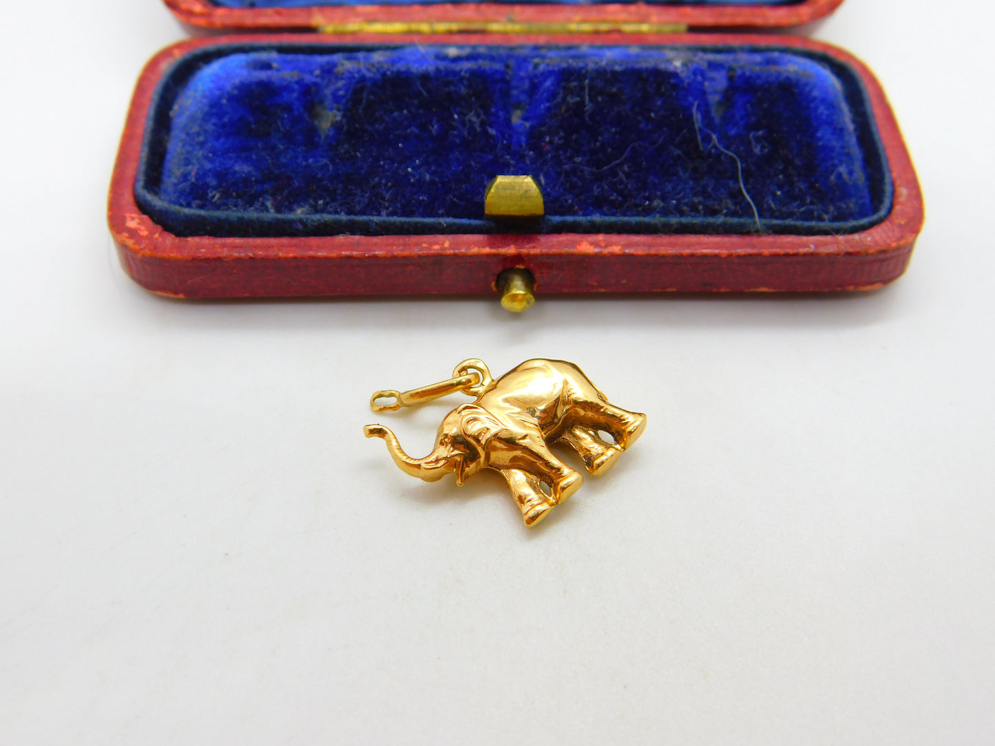 Lucky Elephant Trunk Up 18ct Yellow Gold Charm or Pendant Vintage c1980