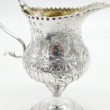 George III Sterling Silver Pedestal Farm Scene Cream Jug Antique 1785 London