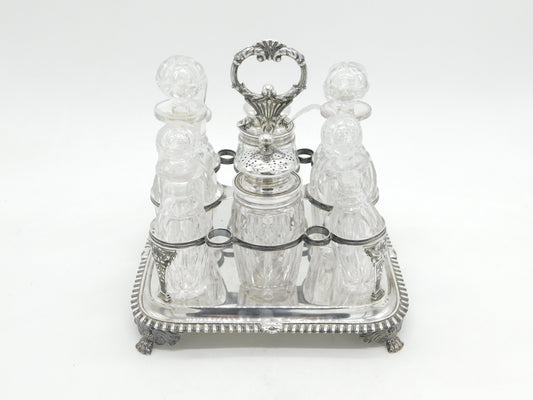 William IV Sterling Silver & Cut Glass Complete Cruet Set Antique 1833 London