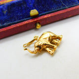 Lucky Elephant Trunk Up 18ct Yellow Gold Charm or Pendant Vintage c1980