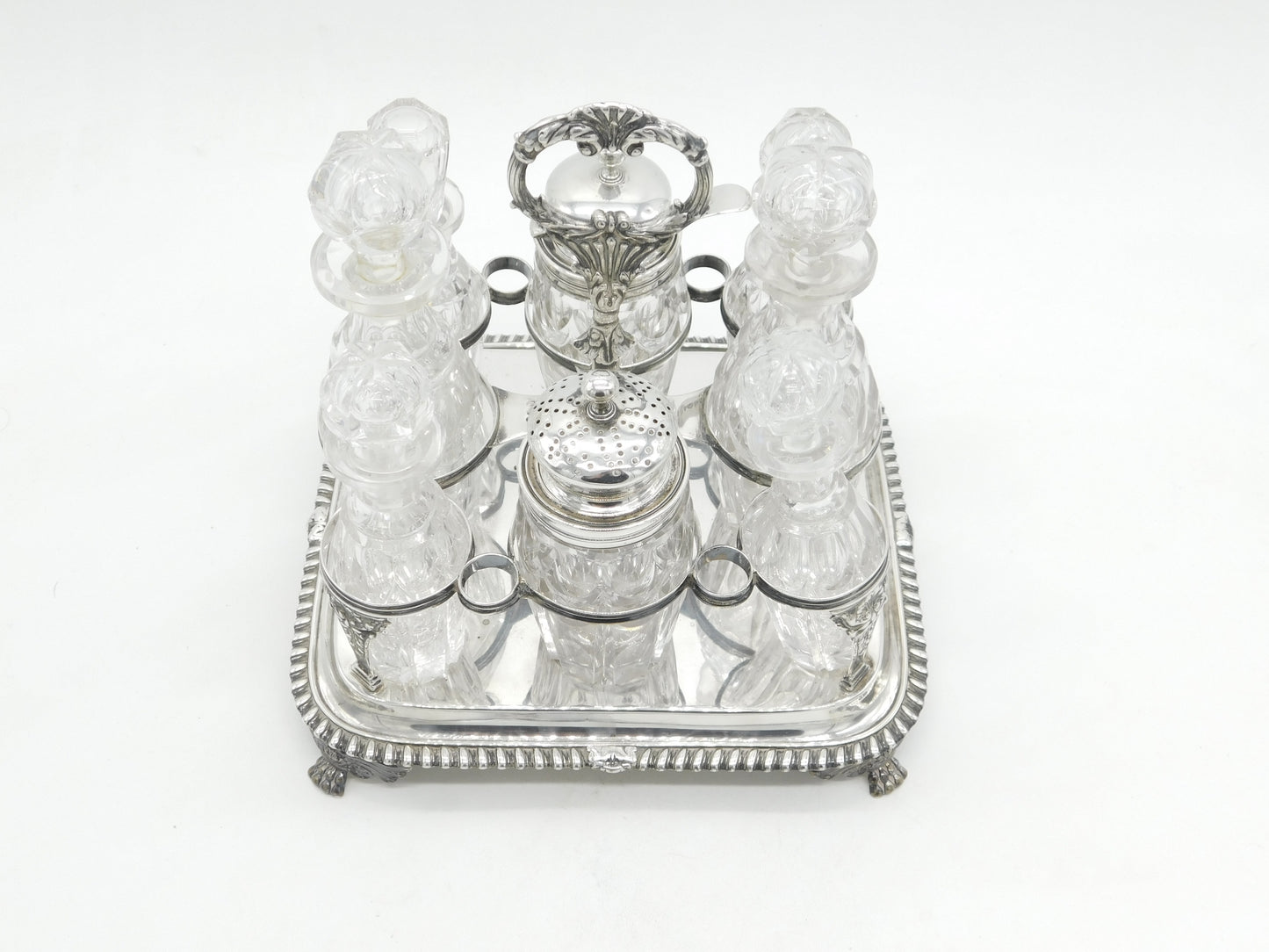 William IV Sterling Silver & Cut Glass Complete Cruet Set Antique 1833 London