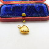 Engraved Puffy Heart 9ct Yellow Gold Charm or Pendant Vintage c1970