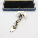 Victorian Sterling Silver Crescent Moon Chatelaine Sewing Clip Antique 1873 London