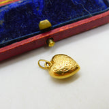 Engraved Puffy Heart 9ct Yellow Gold Charm or Pendant Vintage c1970