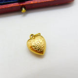 Engraved Puffy Heart 9ct Yellow Gold Charm or Pendant Vintage c1970