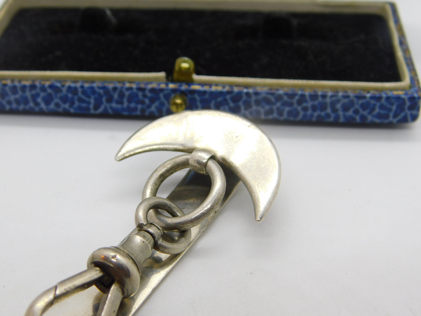 Victorian Sterling Silver Crescent Moon Chatelaine Sewing Clip Antique 1873 London