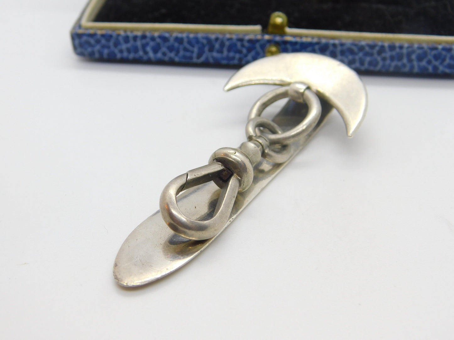 Victorian Sterling Silver Crescent Moon Chatelaine Sewing Clip Antique 1873 London