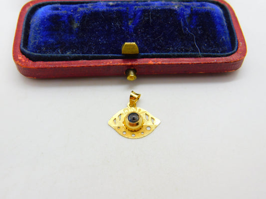 All Seeing Eye 18ct Yellow Gold Charm or Pendant Vintage c1980