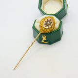 Victorian 18ct Gold, Enamel & Seed Pearl Mourning Stick Pin Antique c1880