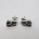 Sterling Silver Modernist Derbyshire Blue John Stud Earrings Vintage c1970