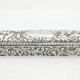 Edwardian Sterling Silver Floral Long Jewellery Ring Box Antique 1905 Chester