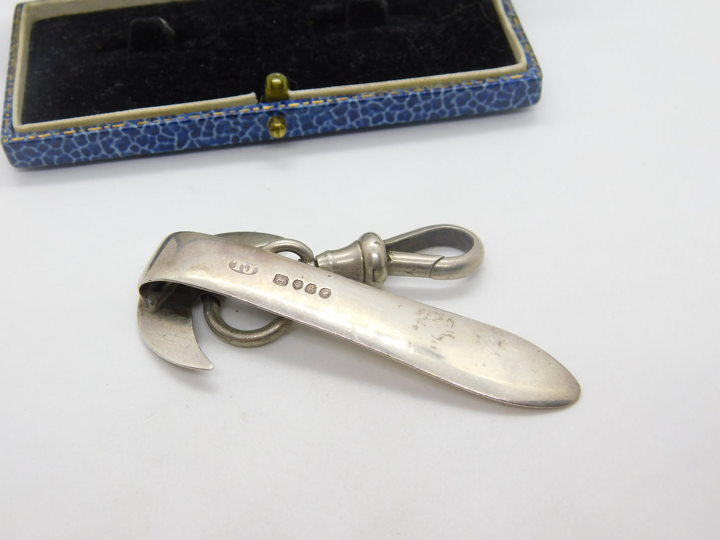 Victorian Sterling Silver Crescent Moon Chatelaine Sewing Clip Antique 1873 London