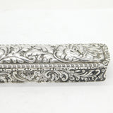 Edwardian Sterling Silver Floral Long Jewellery Ring Box Antique 1905 Chester