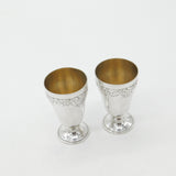 Pair of Sterling Silver Floral Pattern Shot or Tot Goblets Vintage 1967 Birmingham