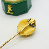 Victorian 18ct Gold, Enamel & Seed Pearl Mourning Stick Pin Antique c1880