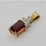 9ct Yellow Gold, Garnet & Paste Set Drop Pendant Vintage c1990 London