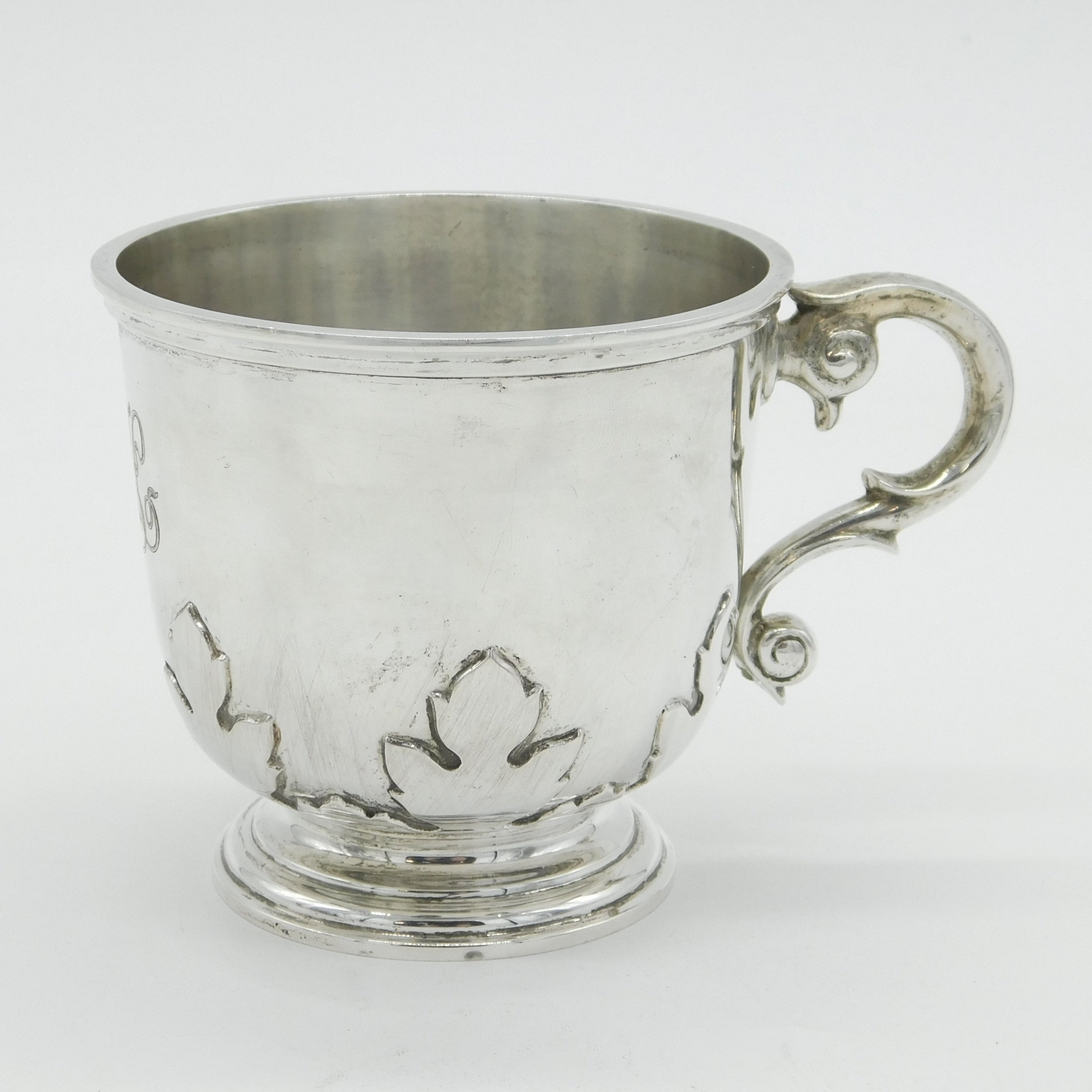 Edwardian Sterling Silver Acanthus Pattern Christening Mug Antique 1904 London