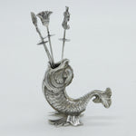 Egyptian Cast .900 Silver Fish Form Cocktail Stick Holder Antique c1920 Art Deco