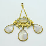 George III 9ct Gold Floral Pattern Blue Lace Agate Drop Pendant Antique c1820