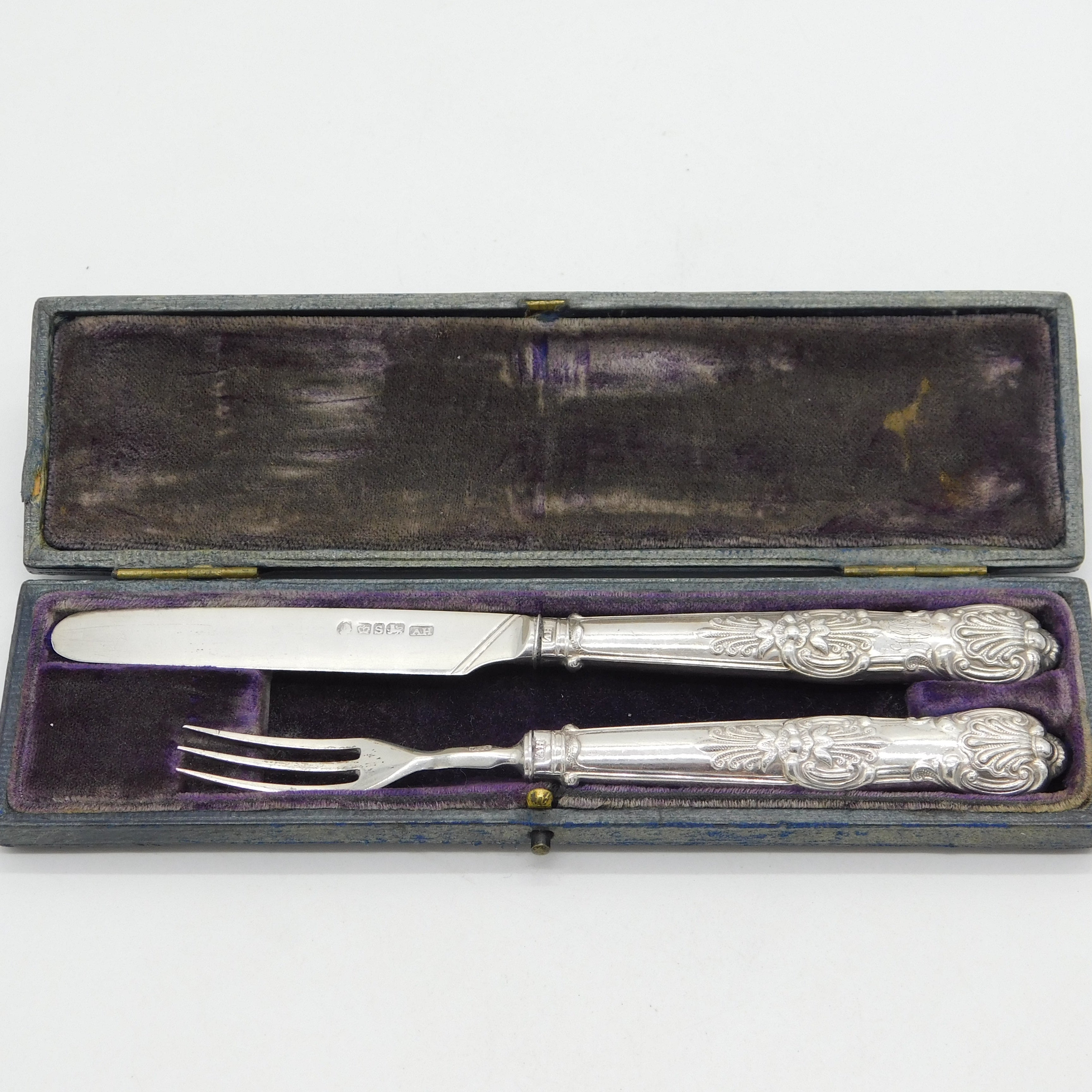 George III Boxed Sterling Silver Christening Cutlery Set Antique 1807 Sheffield