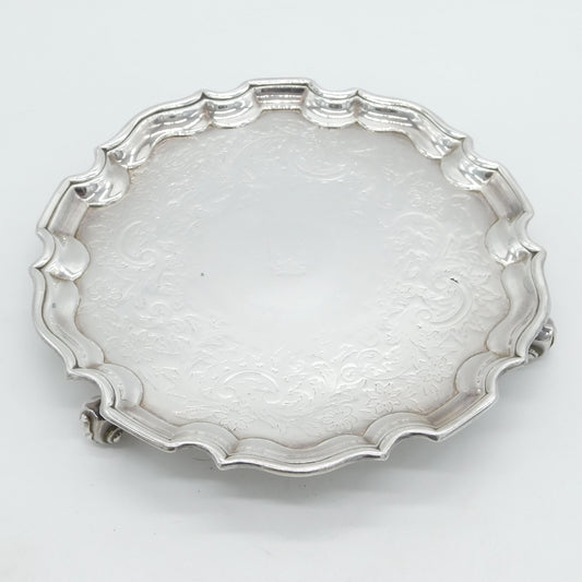 George III Scottish Provincial Sterling Silver Crested Salver Dish Antique c1790